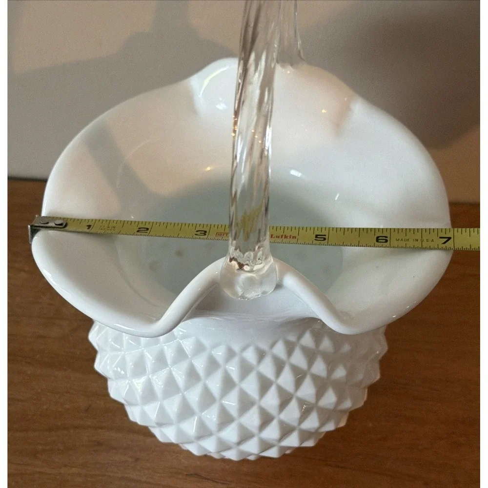 Vintage Westmoreland Diamond Point Milk Glass 10